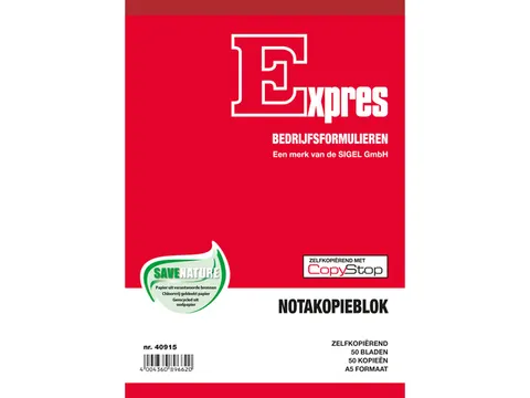 Nota kopieblok Sigel Expres zelfkopierend A5 2x50 blad