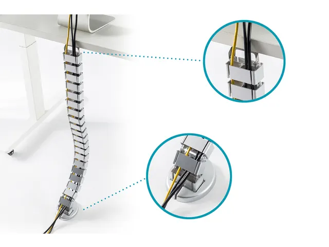 Système flexible de gestion des câbles longueur réglable 1,3m argen