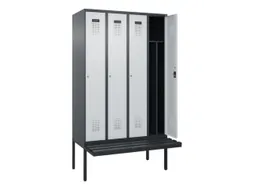 locker met bank,voor scheiding van kleding,HxBxD 2120x1200x815mm,4vak