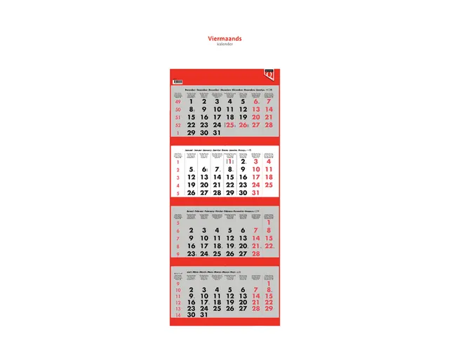Calendrier 4 mois 2027 Quantore