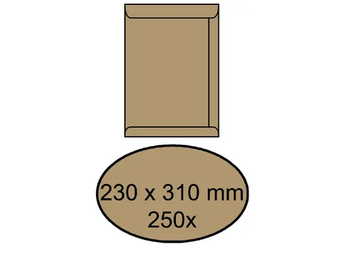 Envelop Akte 230x310mm 90gr Bruin Zelfklevend
