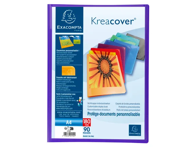 Protège-documents en polypropylène semi rigide Kreacover - A4 - Coul