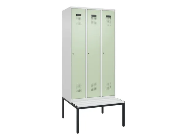 locker met bank,voor scheiding van kleding,HxBxD 2120x900x815mm,3vak