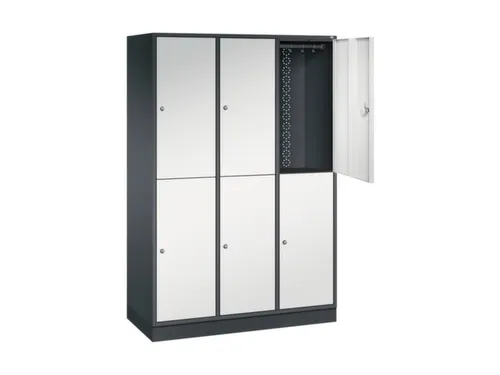 Dubbeldekse garderobekast,RAL 7021/RAL 7035,HxBxD 1950x1220x500mm