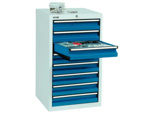 ladekast HxBxD 900x500x500mm 8laden vergrendeling RAL7035 RAL5010