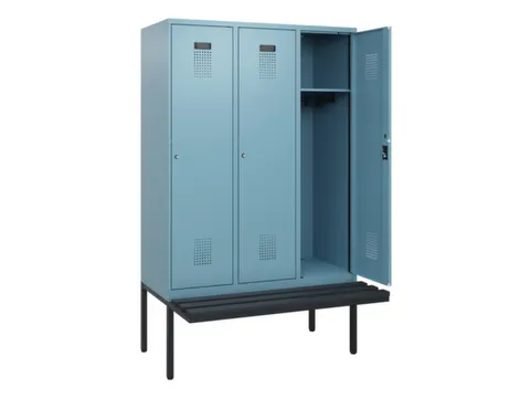locker met bank,HxBxD 1950x1200x815mm,3vak,vak B 400mm,cilinderslot