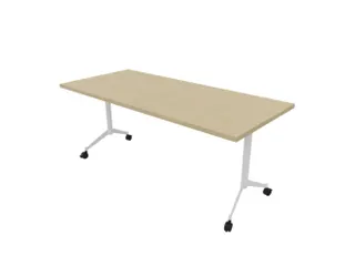 klaptafel,HxBxD 750x1800x800mm,hoekig,T-voet wit,ovale buis,blad eiken - 1