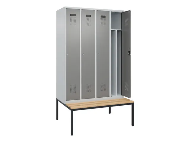locker met bank,voor scheiding van kleding,HxBxD 2120x1200x815mm,4vak