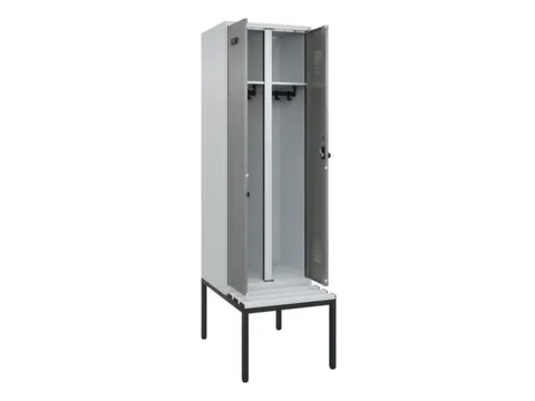 locker met bank,voor scheiding van kleding,HxBxD 2120x600x815mm,2vak
