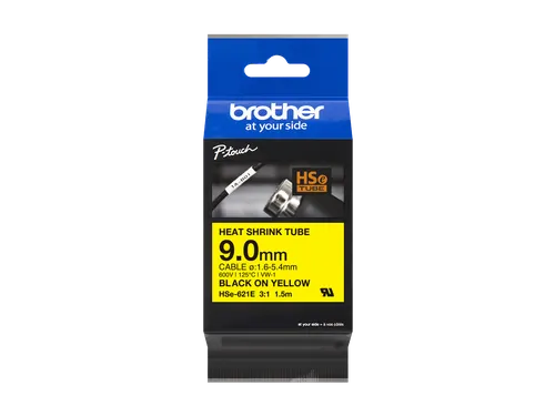 Brother HSe-621E krimpkous tapecassette zwart op geel 9mm