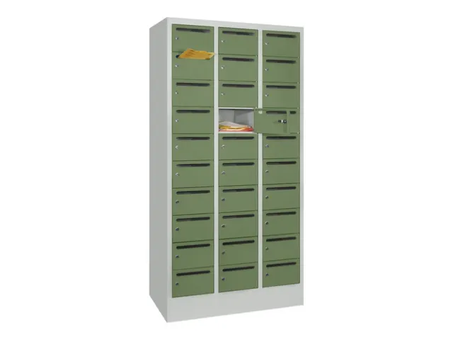 Postsorteerkast 1850x930x500mm 3x10 Vakken Ral7035 Front Ral6011