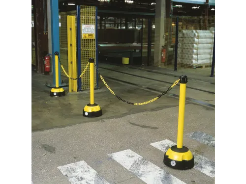 Waarschuwings-Kettingstaanders 975mm Paal/Voet Ø Geel Zwart