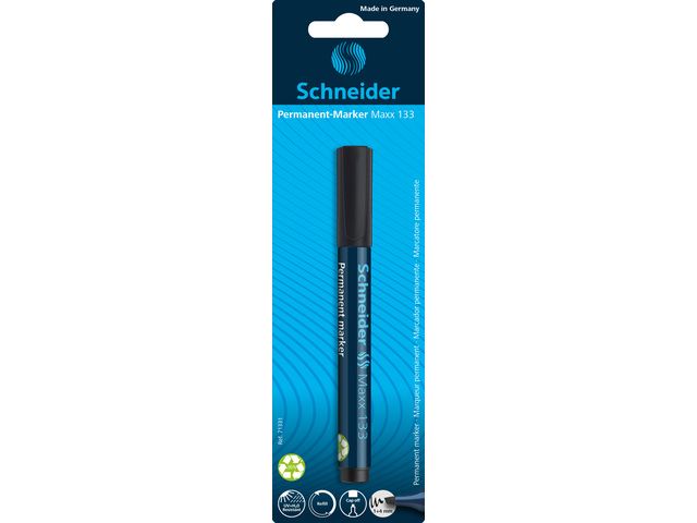 marker Schneider Maxx 133 permanent beitelpunt zwart op blister | MarkeerstiftWinkel.nl