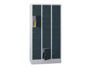 lockerkast,HxBxD 1850x900x500mm,3x5vakken,RAL7035,front RAL7016 - 2