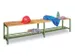 banc-patère,LxP 2000x370mm,barrettes en bois hêtre,piètement RAL601