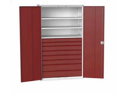 universele kast,HxBxD 2000x1300x550mm,3xStalen bodem,8lade(n)