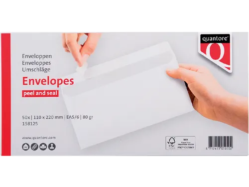 Envelop Quantore Bank Ea5/6 110x220mm Wit Zelfklevend