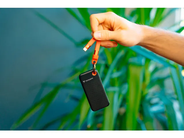 Pocket SSD Sleutelhanger met kabelbevestiging 2TB Zwart/Oranje