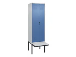 PBM-locker met bank,HxBxD 2120x600x815mm,2vak,vak B 300mm,draaigrendel