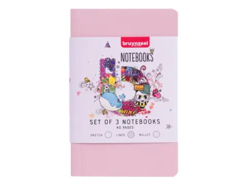 Notitieboek Bruynzeel A6 40vel glitter assorti set van 3 stuks