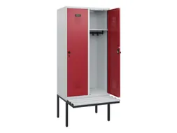 locker met bank,HxBxD 1950x800x815mm,2vak,vak B 400mm,draaigrendel