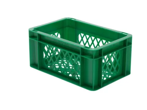 Euronorm-stapelbak 5.5l 145x300x200mm Wanden/bodem Opengewerkt Groen
