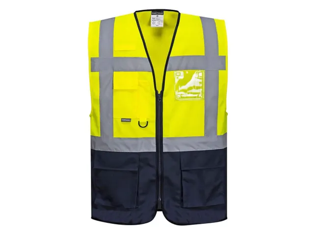 Portwest C476 Warsaw Hi-Vis Contrast Executive Vest Geel/marine 4XL