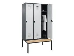 locker met bank,HxBxD 2120x1200x815mm,3vak,vak B 400mm,draaigrendel