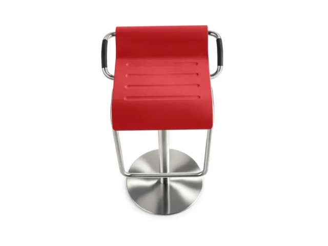 barkruk,zitting H 640-910mm,zitting rood,m. voetensteun,schotelvoet