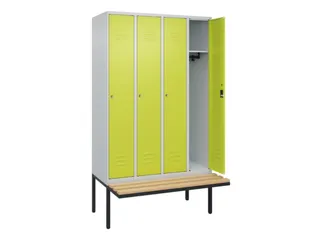 locker met bank,HxBxD 2120x1200x815mm,4vak,vak B 300mm,cil.-slot - 2