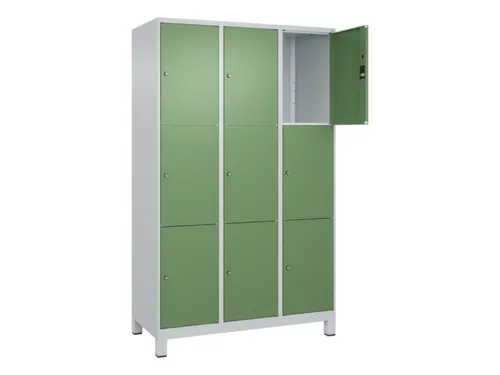 lockerkast,HxBxD 1950x1200x500mm,3x3vakken,vak B 400mm,cil.-slot