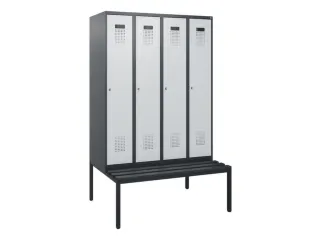 locker met bank,HxBxD 1950x1200x815mm,4vak,vak B 300mm,cilinderslot - 2