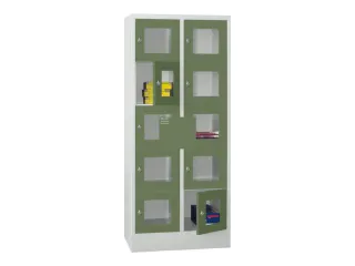 lockerkast,HxBxD 1850x800x500mm,2x5vakken,RAL7035,front RAL6011 - 2