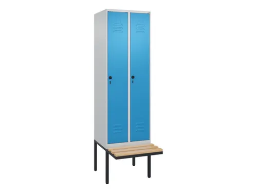 locker met bank,HxBxD 2120x600x815mm,2vak,vak B 300mm,draaigrendel