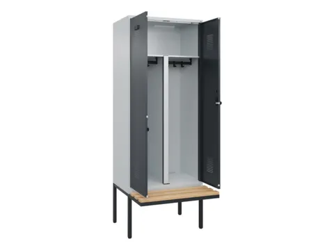 PBM-locker met bank,HxBxD 2120x800x815mm,2vak,vak B 400mm,draaigrendel