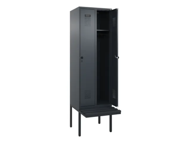 locker met bank,HxBxD 2120x600x815mm,2vak,vak B 300mm,draaigrendel