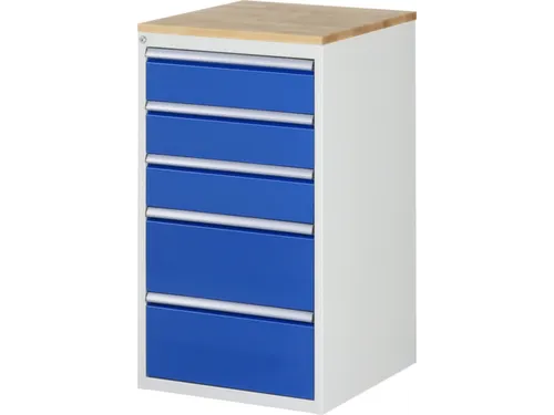 ladekast 1035x580x650mm 5laden cilinderslot RAL7035 RAL5010 beuken