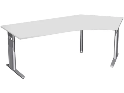In hoogte verstelbaar hoekbureau 680-820x2166x1130mm lichtgrijs zilver