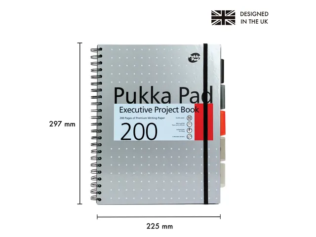 Carnet de projet spirales Pukka Pad Metallic Executive A4 ligné 3 pcs