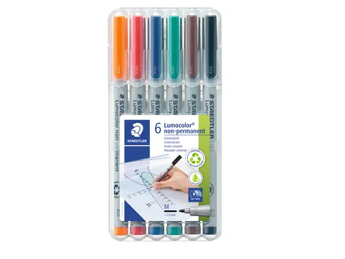 Viltstift Staedtler OHP Lumocolor 315 Non Permanent 1.0mm Assorti 6st