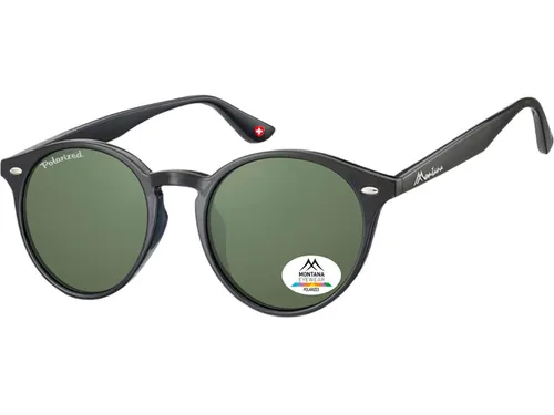Zonnebril Montana met groen G15 gepolariseerd rond glas zwart