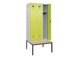 locker met bank,HxBxD 2120x900x815mm,3vak,vak B 300mm,cilinderslot