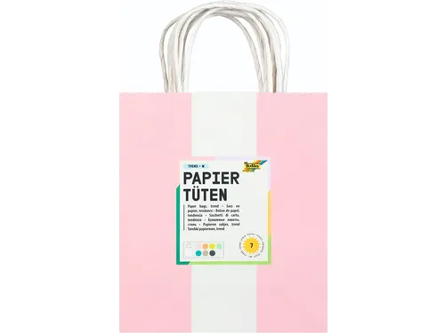 Tas met handvat Folia kraftpapier 110gr 18x21x8cm set à 7 kleuren