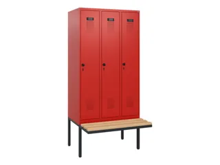 locker met bank,HxBxD 1950x900x815mm,3vak,vak B 300mm,draaigrendel - 2