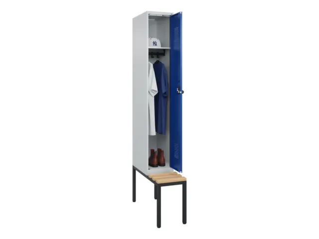 locker met bank,HxBxD 2120x300x815mm,1vak,vak B 300mm,draaigrendel
