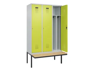 locker met bank,voor scheiding van kleding,HxBxD 2120x1200x815mm,3vak - 1