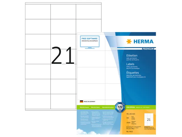 HERMA 4415 Premium etiketten A4 70x42mm Wit 10500 stuks