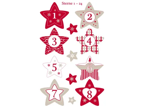 Etiket Z-design Christmas sterren 1-24 - 3 vel