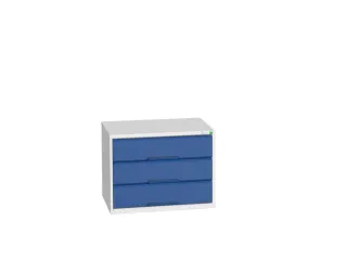 ladekast HxBxD 600x800x550mm 3laden romp RAL7035 front RAL5010 - 1
