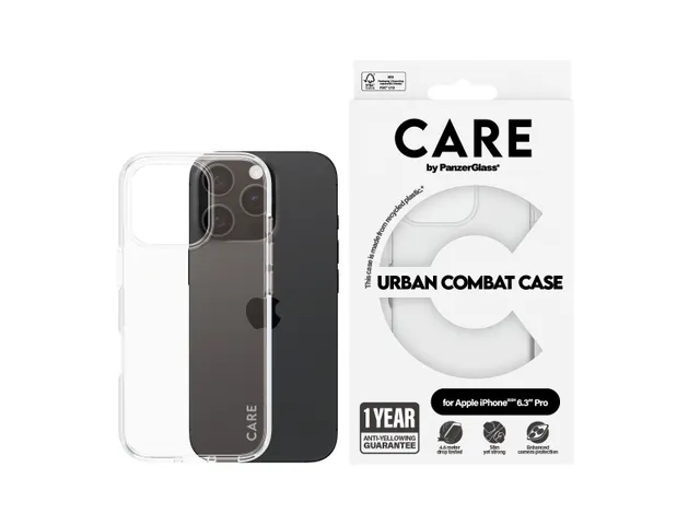 PanzerGlass CARE by Urban Combat Case Transparent iPhone 16 Pro,